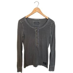 AllSaints Spitalfields Long Sleeve Henley Shirt Women’s Size 10 (Medium) Gray